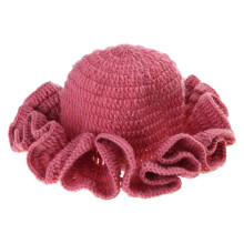 (Pink) Winter Crochet Ruffled Brim Bucket Hat Ladies Camping Fisherman Hat Exaggerated Style Hat for Girlfriend Christmas Gift  striped black chrysa