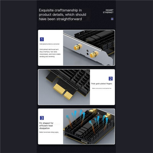 EDUP Placa de Rede WiFi 6 Gigabit 1800Mbps PCIe com Receptor Sem Fio,  5.2 e Base 2