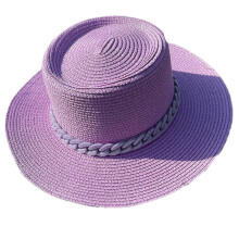 (PL) Macaron Color for Sun Visor Hat Wide Brim Concave Straw Hat with Chain Summer Beach Hat for Outdoor Camping Climbing  Tibetan blue