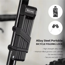 WEST BIKING Portable Bicycle Folding Lock Security Anti-Theft Key Lock Motorcycle Scooter MTB Bike Lock Padlock Bike Accessories