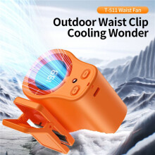 Ventilateur de Taille Portable T511 - Flux D'Air Puissant - Rechargeable - Fixation par Pince - Ventilateur Portable pour le Camping et la PĂŞche