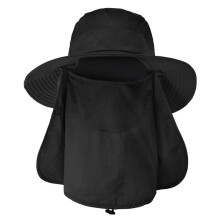 Outdoor Quick Drying Sunscreen Sun Hat Black UV Protective Sun Hat for Fishing Camping Traveling