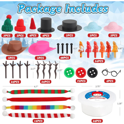 Kit para montar boneco de neve com 24 peças e massa de modelar. 1