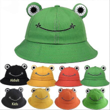 (For Kids 54-57CM, Pink) Frog Hat For Adult Teens,cute Frog Bucket Hat,cotton Bucket Hat For Outdoor Summer Camping Hat