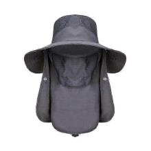 (Grey) w New Sun Protection Fishing Hat Summer Breathable Mesh Camping Hiking Caps Anti-UV Sun Hat Mountaineering Caps Men's Hat