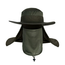 Mens Sun Hat Fast Drying Waterproof Nylon Breathable Mesh Detachable Veil Sun Protection Hat for Outdoor Fishing Camping OD Green
