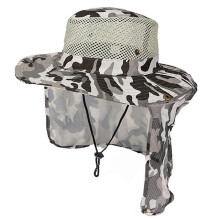 (White gray) Wide Brims Camouflage Fisherman Caps Sun Protective Fishing Hat for Women Men Unisex Outdoor Camping Breathable Floppy Hat  THY