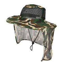 (Dark green) Wide Brims Camouflage Fisherman Caps Sun Protective Fishing Hat for Women Men Unisex Outdoor Camping Breathable Floppy Hat  THY