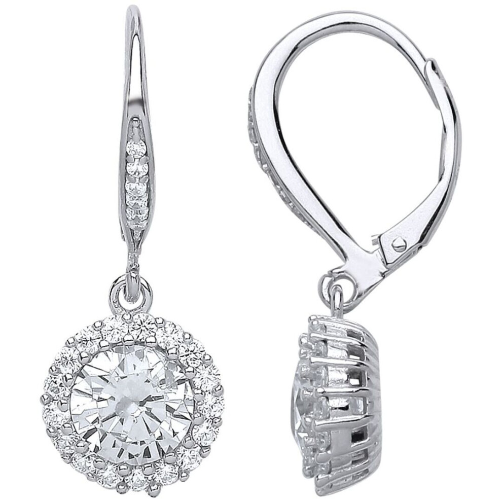Jewelco London Ladies Sterling Cubic Zirconia Halo Stud Earrings - Gve539 Silver
