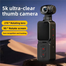 5K Antion Sports Camera, Pocket Vlogging Face Tracking Cam, Portable ELS Handheld Video Recorder Camera with Microphone