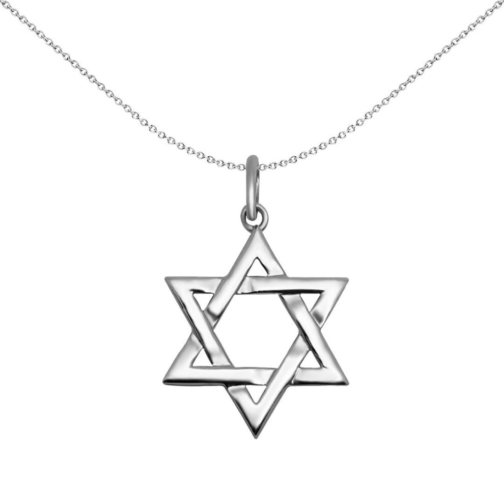 Jewelco London Sterling Magen David Star Charm Pendant 20Mm - Apd056 Silver