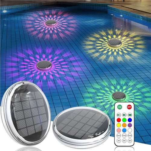 2 Pack Solar Powered Floating Pool Lights , Pool Lights That Float with Remote Control for Inground/Above Ground Pool 2