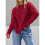 Women'S Oversized Cable Knit Crewneck Sweaters Red M 2