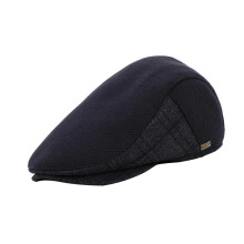 (56cm to 60cm, Navy) Mens Beret Hat Casual Winter Retro Newsboy Hat for Traveling Fishing Camping Black