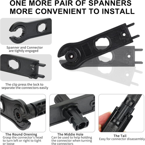 20pairs Solar Panel Connectors, Male/Female 1000V Solar Panel Cable Connector IP67waterproof,2assembly Wrenches 2