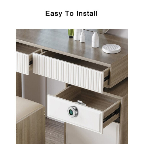 Fingerprint Cabinet Lock for Indoor Use, Secure Mailbox & Drawer Silver