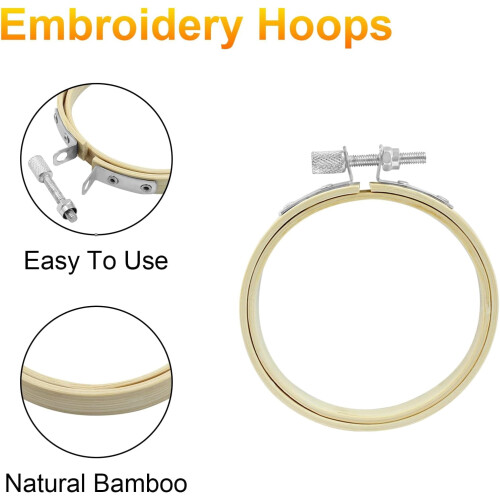 Set van 6 bamboe borduurringen van 7,6 cm 2