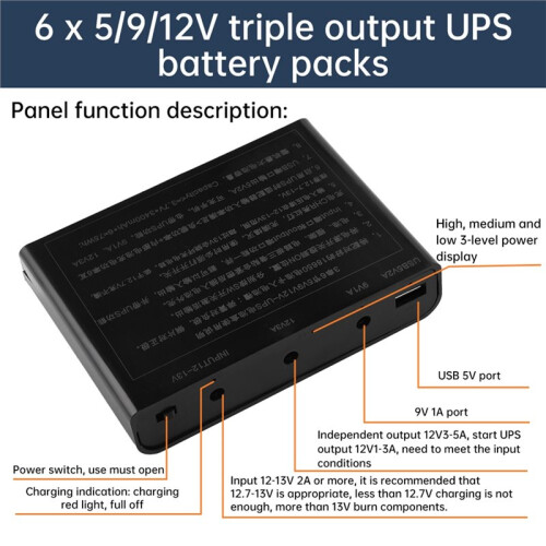 Caixa de Bateria Externa DIY para Roteador, Celular e Tablet - UPS  com Múltiplas Saídas 2