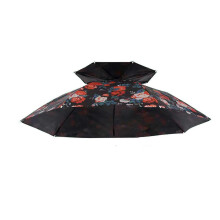 (Bella Vinyl) Fishing Camping Gardening Umbrella Folding Hat Umbrella Hat Folding Head Umbrella Rain Sun Umbrella Caps with Headband