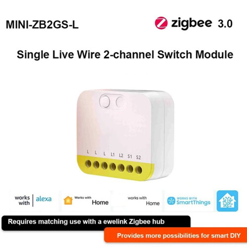 Zigbee Single Live Wire 2-Channel  Module No Neutral Required Supports External  Require Zigbee Hub 1