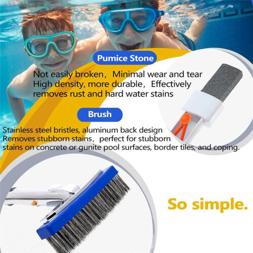 Kit de Pedra-Pomes e Escova de Aço Inoxidável de 5 Polegadas para Remover Manchas de Ferrugem em Concreto e Gesso para Piscina 1