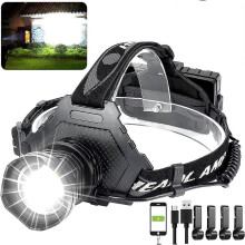 90000 High Lumen LED Headlamp,XPH70 Hard Hat Headlamp,90 Adjustable, 5 Modes for Adult Camping, Hard Hat, Hunting