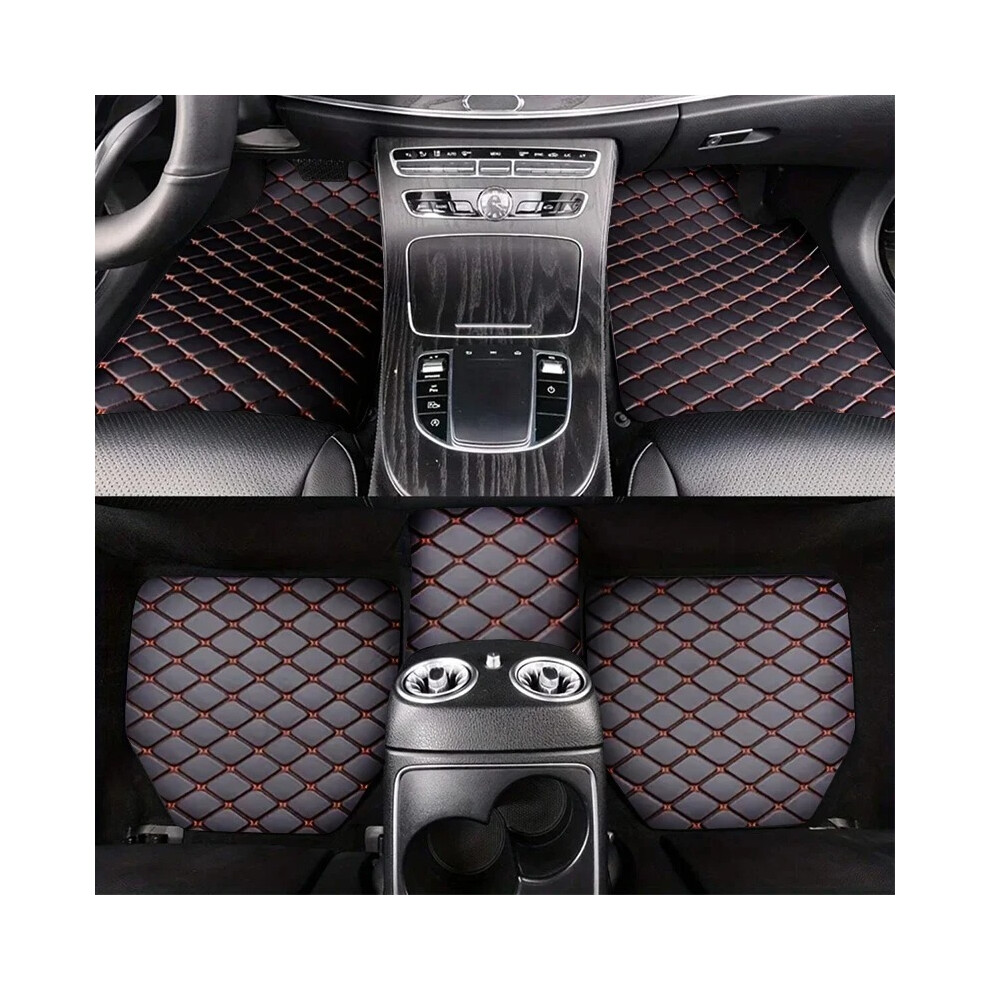 Universal 5Pcs Car Floor Mats Pu Leather Waterproof Dust-Proof Auto Foot Pad Protector Pads Fashion Car Foot Pad Black/Beige 081005512378