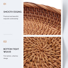 2 Pack Rattan Woven Storage Basket,Bread Basket Display Basket Fruit Candy Cake Tray,for Keys,Wallet,Cell Phone(7.5Inch)