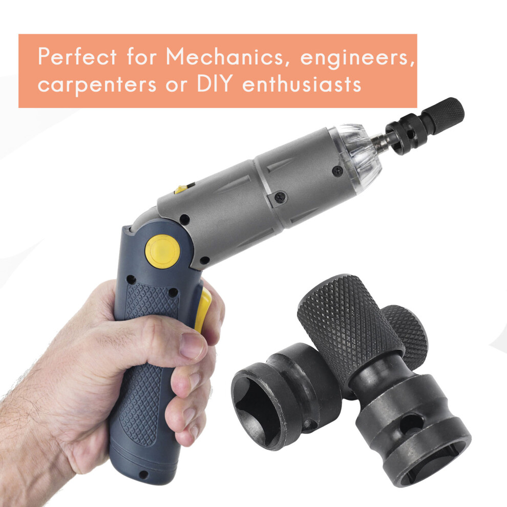 2 Pack 1/2 Square Drive To 1/4 Hex Shank Socket Adapter Quick Release Chuck Converter For Impact Ratchet Wrench 4711127643235