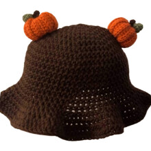(brown) Handmade Knit Bucket Hat for Woman Teenagers Halloween Floppy Pumpkin Fisherman Hat Wide Brim Winter Autumn Travel Hat  persimmon persimmon