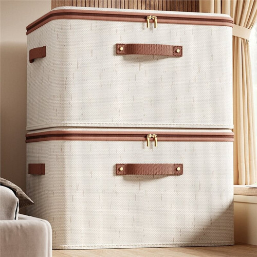 Foldable Linen Storage Box with Lid - Large Capacity Dustproof Organizer for Home 40x30x21cm 1