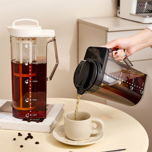 Iced Tea Coffee Kettle Clear Coffee Pot With Smooth-White 2.2L 2
