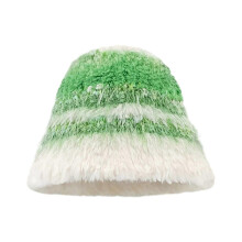 (Green) Plush Crochet Bucket Hat for Woman Teens Outdoor Foldable Commute Fisherman Hat Wide Brim Winter Windproof Skiing Hat  brown