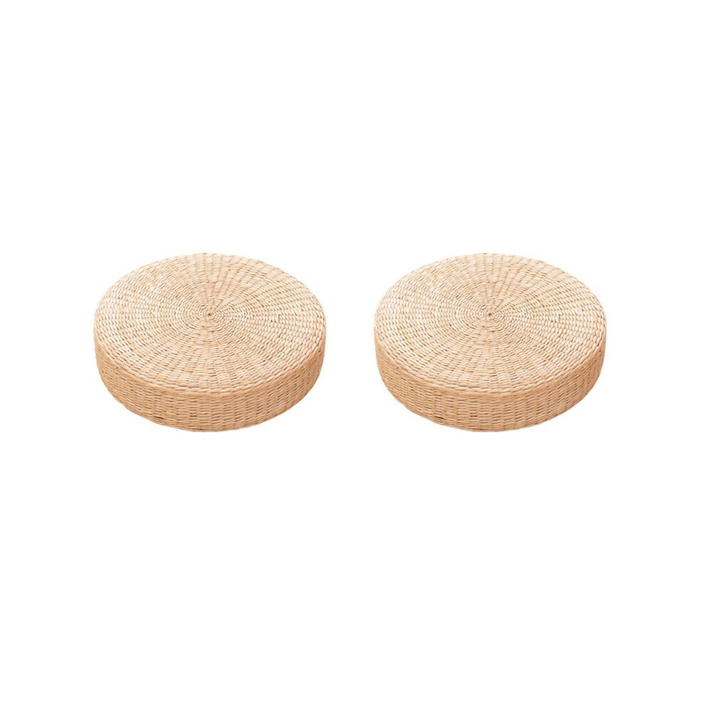 2 Pcs 45Cm Yoga Mats Round Pouf Tatami Floor Pillow Cushion Straw Meditation Thickening Soft Yoga Equipment 4711509831519