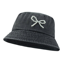 (Black) Girl Pearl Bowknot Bucket Hat Outdoor Summer Spring Camping Beach Getaways Fisherman Hat Sunproof Gifts for Girlfriend  medium blue