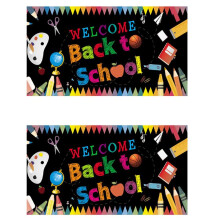 2X Welcome Back to School Banner, First Day of School Backdrop Banner ,Welcome Back to School Party Decorations Supplies