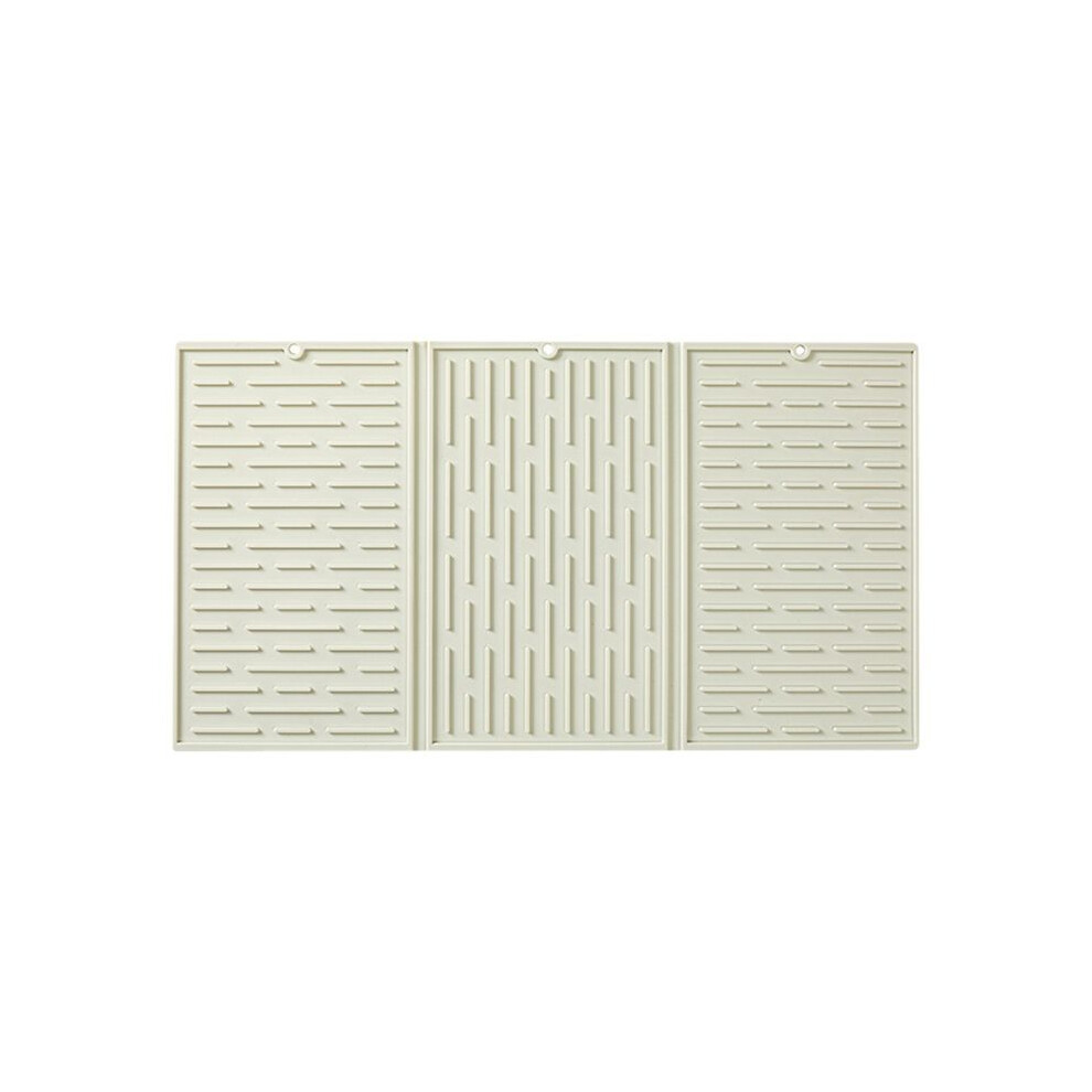 White Creamy Foldable Tri-Fold Tableware Drying Mat Silicone Draining Mat For Kitchen Counters
