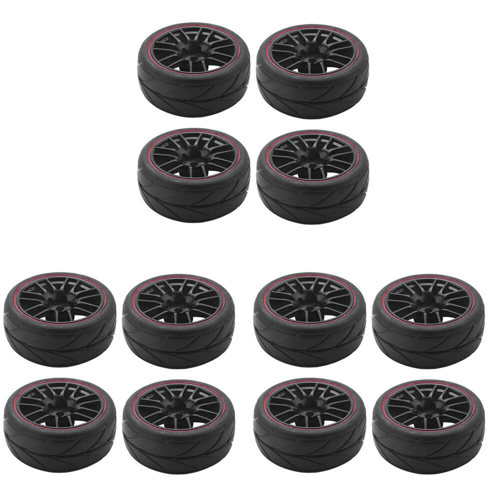 12Pcs 12Mm Hub Wheel Rims & Rubber Tires For Rc 1/10 -Road Touring Drift Car R 6031762692749