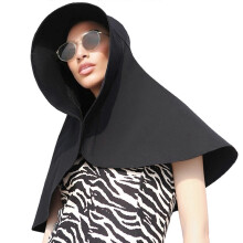 (Black) Adjustable Sunproof Hat For Women Face Coverage Hat For Daily Wear And Outdoor Activity with Neck Covering Shawl  Gray