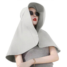 (Gray) Adjustable Sunproof Hat For Women Face Coverage Hat For Daily Wear And Outdoor Activity with Neck Covering Shawl  Gray