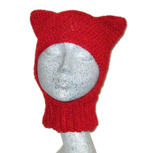 (Red) Cartoon Kitten Hat Girls Headgears for Outdoor Skiing with Mini Ears Crocheted Beanies for Skiing Camping  Red