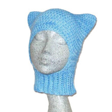 (Blue) Cartoon Kitten Hat Girls Headgears for Outdoor Skiing with Mini Ears Crocheted Beanies for Skiing Camping  Red