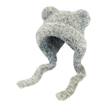 (gray green) Unisex Teddies Bear Hat Plush Thickened Hat Cold Weather Hat Warm Winter Hat for Winter Outdoor Activity  black gray
