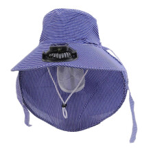 (Blue) Rechargeable Solar Fan Hat With Cooling Fan And Neck Cover Design for Adult Outdoor Activity Camping Hiking Headwear  Purple