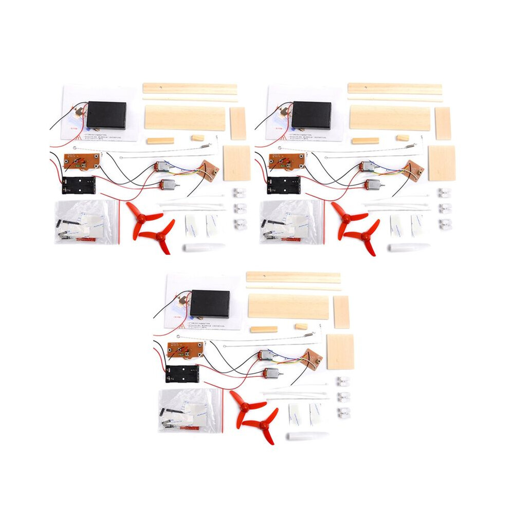 3X Assembled Wind Turbine Model Boat Wooden Remote Control Boat DIY Science Educational Toys Gift  Model-image-OPC-PTRBBSP-NEW