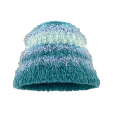 (peacock blue) Plush Crochet Bucket Hat for Woman Teens Outdoor Foldable Commute Fisherman Hat Wide Brim Winter Windproof Skiing Hat  brown