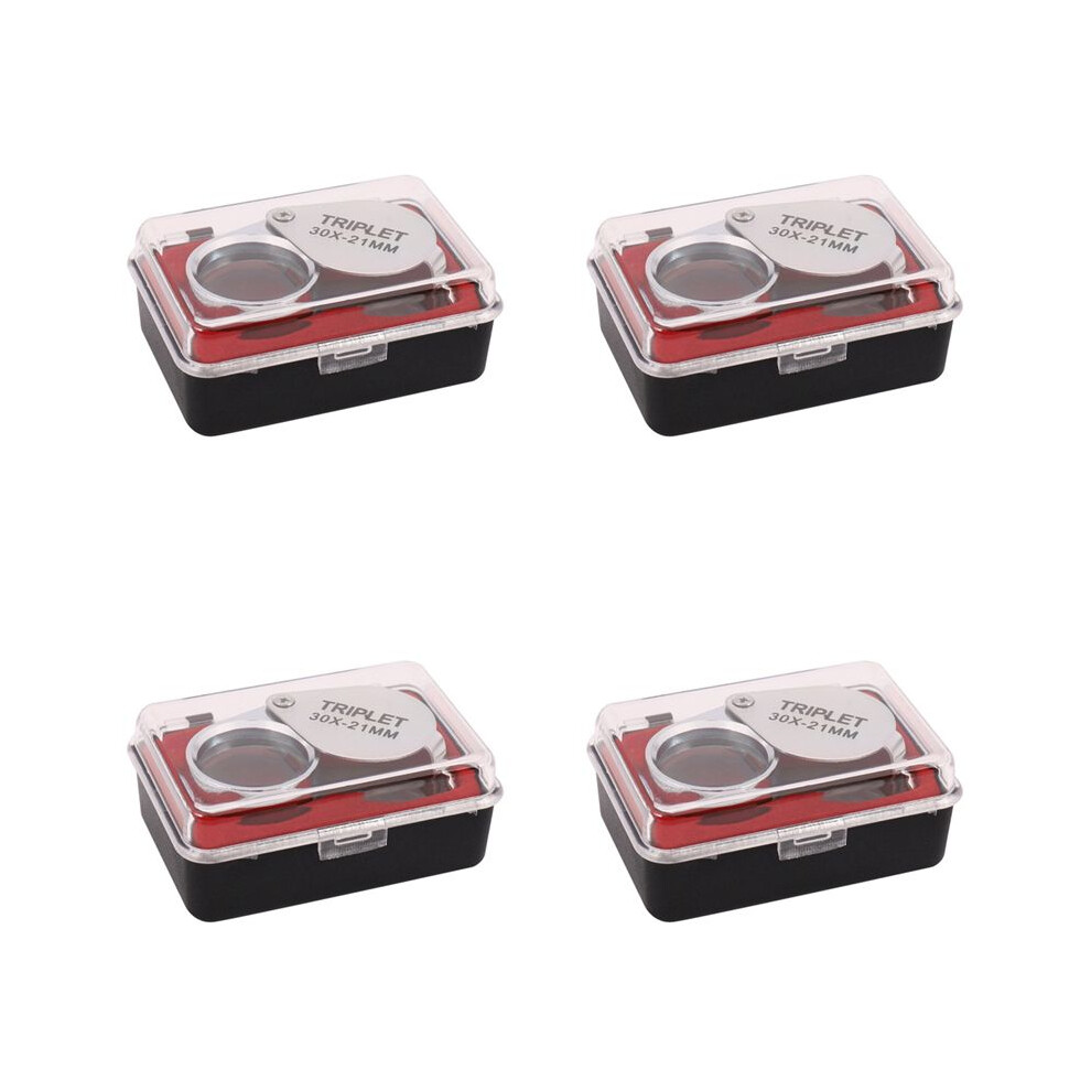 4Pcs Portable 30X Power 21mm Jewelers Magnifier Gold Eye Loupe Jewelry Store Magnifying Glass with Exquisite Box