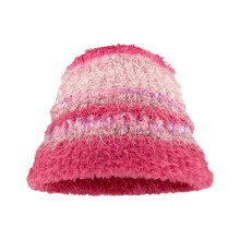 (rose pink) Plush Crochet Bucket Hat for Woman Teens Outdoor Foldable Commute Fisherman Hat Wide Brim Winter Windproof Skiing Hat  brown