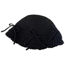 (Black) Girls Teens Crochet Bucket Hat with Bowknot Decals Woman Straw Weaving Floppy Hat Teens Summer Spring Camping Sun Hat  White