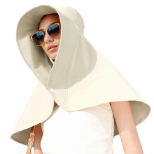 (Mi White) Adjustable Sunproof Hat For Women Face Coverage Hat For Daily Wear And Outdoor Activity with Neck Covering Shawl  Gray